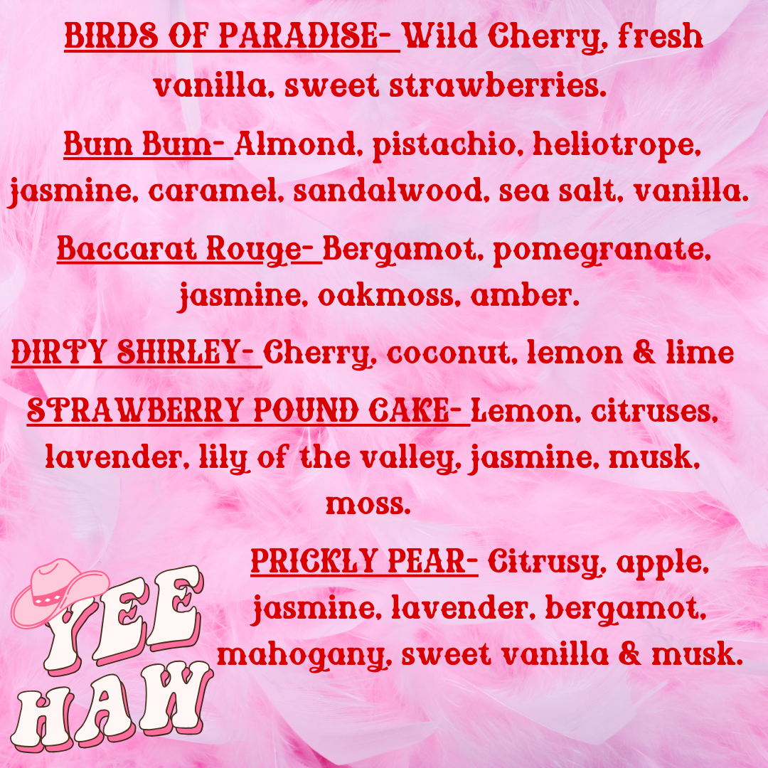 SCENT LIST FOR FRESHIES