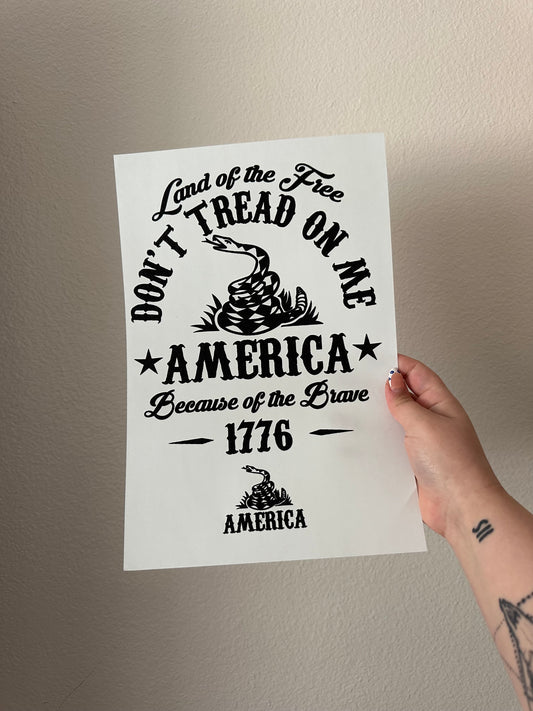 LAND OF THE FREE - SINGLE COLOR SCREEN PRINT TRANSFER