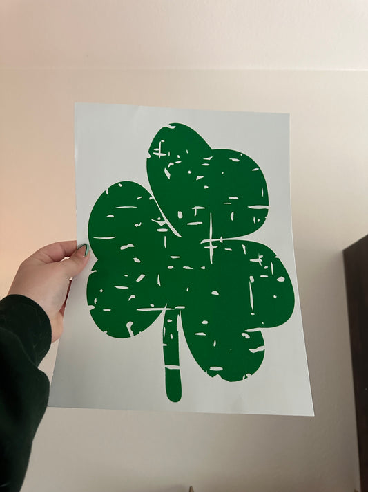 DISTRESSED CLOVER SCREEN PRINT TRANSFER