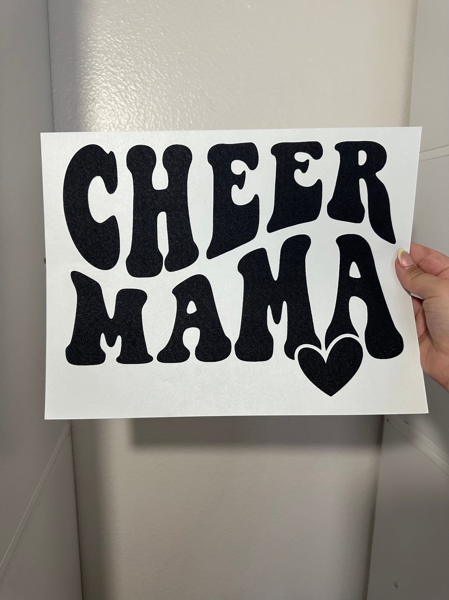 CHEER MAMA HEART SCREEN PRINT TRANSFER